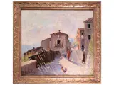 Country in the Casentino by Valentino Ghiglia, oil on canvas, offered Apr 2025