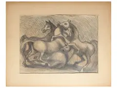 Lot of drawings by Anna Romano, depicting horses, offered Apr 2025
