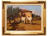 Angiolo Volpe, Oxen in the sun, oil on canvas