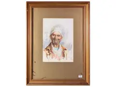 Gustavo Pisani, Portraits, Two watercolors on paper