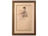 Ettore Ximenes, Ricordo del teatro Pagliano 1880 ca, Mixed technique on paper
