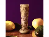 Émile Gallé, Small jar, in double cameos glass with decoration of flowers and leaves (limestone wear inside)