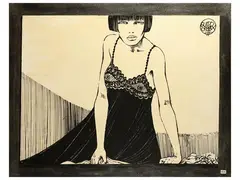 Guido Crepax, Valentina, print on wooden support