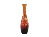 Tapered shape vase in double cameo glass, about 1900 by Émile Gallé, With decor of flowers on tones of intense red on yellow-orange background. Signed Gallé., offered Apr 2025