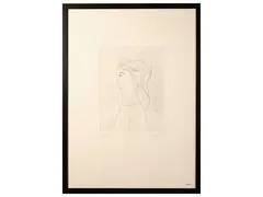 Female profile by Antonio Bueno, incision, offered Apr 2025