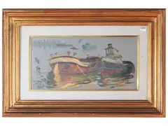 Boat boats by Basso Ragni, Oil on plywood, offered Apr 2025
