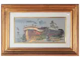 Basso Ragni, Boat boats, Oil on plywood