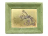 Pietro Annigoni, Yellow gold plaque, engraved with a figure of saint hermit