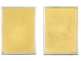 Pair of 998/1000 gold slab with 925/1000 silver support by Pietro Annigoni, with male and female profile, offered Apr 2025