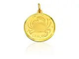 Yellow gold pendant medal with zodiac sign of Cancer, seventies by Pietro Annigoni, within case, offered Apr 2025