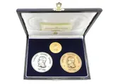 Three 916/1000 gold medals, 986/1000 silver and bronze by Pietro Annigoni, depicting San Giovanni Bosco, offered Apr 2025