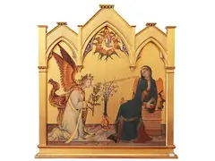 After Simone Martini, Annunciation by Vittorio Pozzi, Copy from the original of the master "Annunciation between the Saints Ansano and Margherita" preserved at the, offered Mar 2025