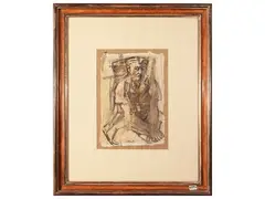 Gianni Vagnetti, Figure, Mixed technique on yellow paper