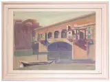 Silvio Polloni, Ponte Vecchio, tempera and oil on paper
