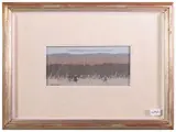 Marcello Boccacci, Landscape with hunters, oil on tablet