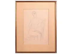 Female nude 1947 by Giovanni March, pencil on paper, offered Mar 2025