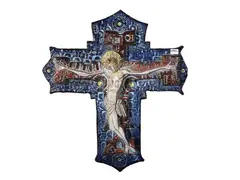 Angelo Biancini, Crocefix in enamelled terracotta, Made of bass and high -relief in polychrome