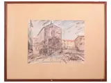 Ugo Fanfani, Church, pastel on paper