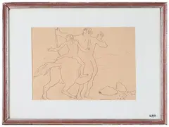 Felice Carena, Achille education 1944, ink on yellowish paper