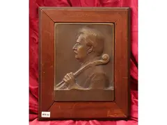 David Popper 1906 by Ede Edouard Telcs, bronze plaque with the portrait of the famous celler, offered Feb 2025