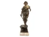 Gabriele Parente, Girl and rabbit, Bronze group