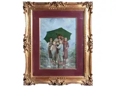 Fabio Fabbi, Children in the rain, oil on panel