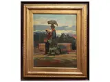 Peasants by Renato Natali, oil on cardboard, offered Feb 2025