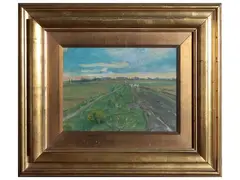 Country landscape by Luigi Gioli, oil on cardboard, offered Feb 2025