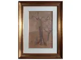 Landscape with trees by Ludovico Tommasi, pastels on paper applied to canvas, offered Feb 2025