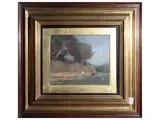 Landscape with figures by Ludovico Tommasi, oil on cardboard, offered Feb 2025