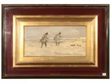Ghigo Tommasi, Return from hunting, Oil on tablet