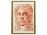 Marcello Tommasi, Portraits, Lot of three charcoal and blood drawings on paper