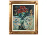 Enzo Pregno, Flower pot, oil on cardboard