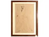 Lorenzo Viani, Male figure, ink drawing on greyish paper