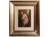 Alessandro Monsagrati, Female nude, oil on panel