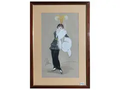 John Guida, Two fashion sketches, two gouaches on paper