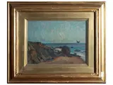 Mario Puccini, Cliff on the sea, oil on panel