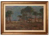 Vittorio Nomellini, Glimpse of the Island of Elba with Montecristo in the background, oil on canvas