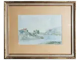 River landscape by Arturo Tosi, watercolor on paper, offered Feb 2025
