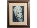 Enrico Sacchetti, Female portrait, charcoal on paper