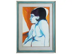 Fernando Farulli, Female portrait, tempera on cardboard
