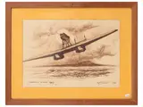 Abramo Scortecci, Lot of drawings 1970, depicting sketch of a plane in Orbetello in June