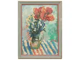 Ennio Pozzi, Vase of flowers, tempera on paper