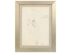 Figures by Marcello Avenali, ink on paper, offered Feb 2025