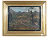 Adolfo Tommasi, Country view, oil on cardboard laid down on another paper support