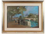 Lorenzo Palazzi, Parigi Ponte di Sully, oil on hardboard