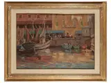 Angiolo Volpe, Darsena, oil on canvas