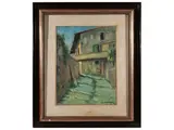 Piero Semeraro, Little street Molino di Quosa 1962, oil on masonite
