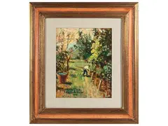 Country scene by Giulio Salti, oil on canvas applied to cardboard, offered Dec 2024