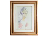 Ernesto Treccani, Woman's face, mixed media on paper